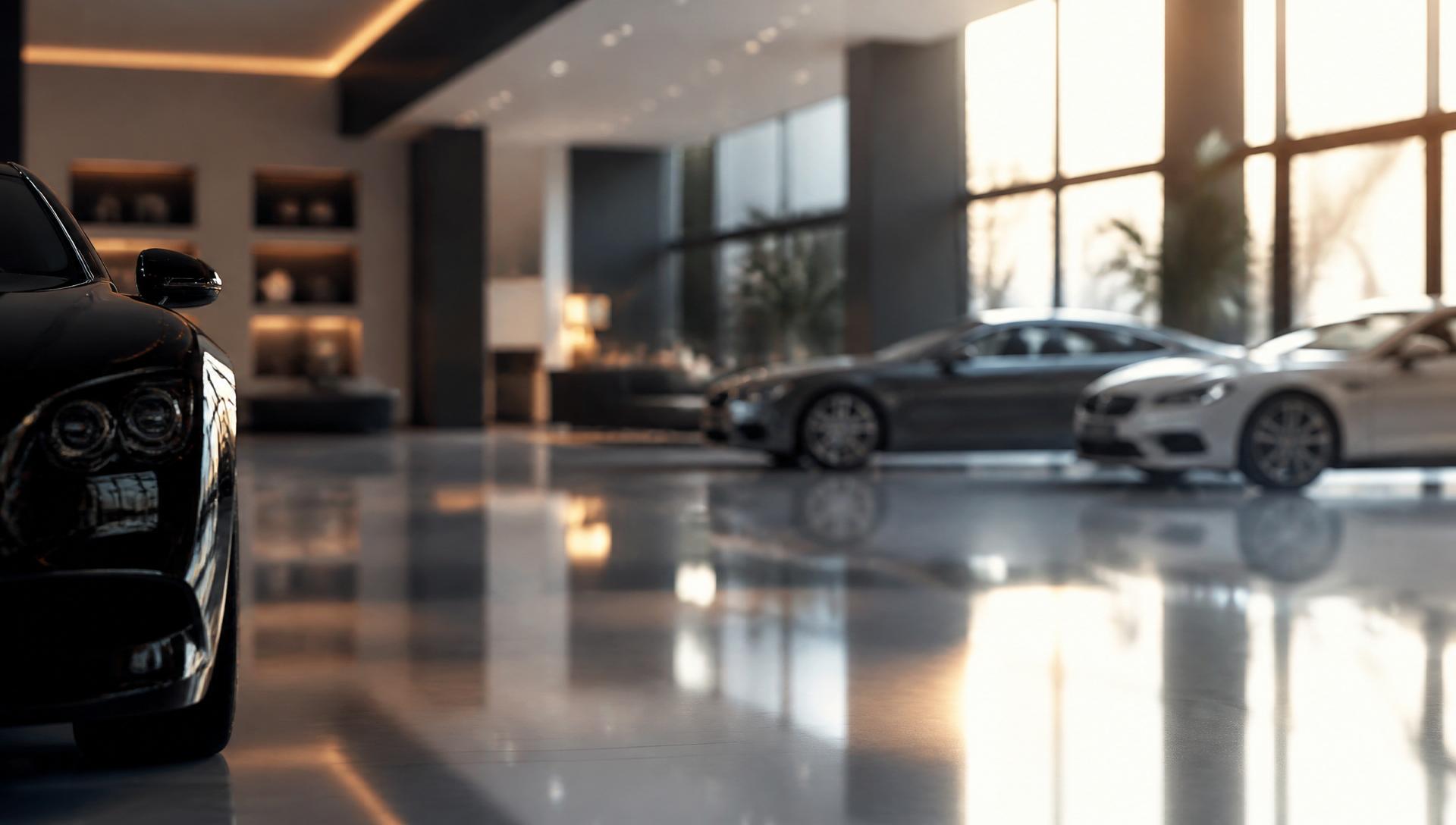 Showroom automóvel moderno com iluminação sofisticada
